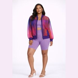Chic Women's Bomber Jacket in Purple and Pink